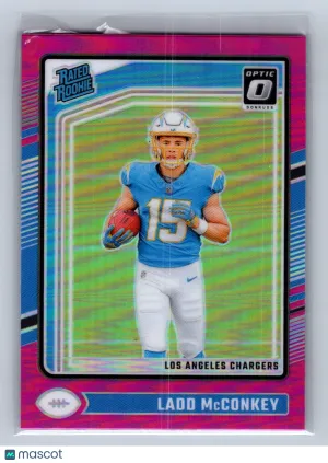 2024 Panini Donruss Optic Rated Rookie Ladd McConkey Pink #266 front