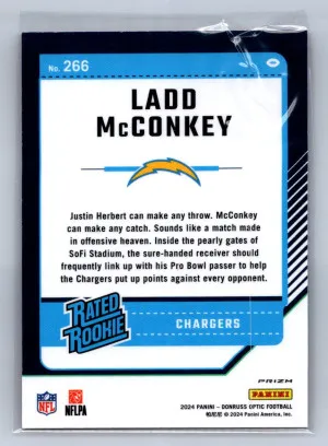 2024 Panini Donruss Optic Rated Rookie Ladd McConkey Pink #266 back