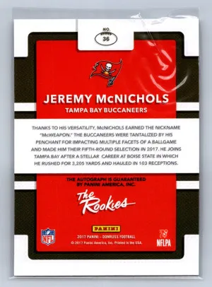 2017 Panini Donruss The Rookies Jeremy McNichols Auto /499 #TR-36 back