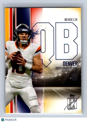 2025 Topps Signature Class Bo Nix Red and Yellow #100 front