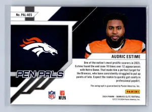 2024 Panini Elite Pen Pals Audric Estime Auto #PAL-AES back