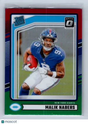2024 Panini Donruss Optic Preview Rated Rookie Malik Nabers Red Green #383 front