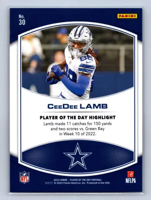 2023 Panini Player of the Day CeeDee Lamb Orange /199 #30 back