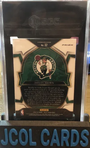 2022-23 Panini Select Jaylen Brown Orange Flash Prizm SGC Gem Mint 10 back