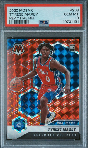2020 Mosaic Tyrese Maxey Reactive Red Rookie front