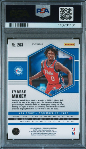 2020 Mosaic Tyrese Maxey Reactive Red Rookie back