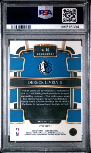 2023 Panini Select Dereck Lively Ii Orange Flash back