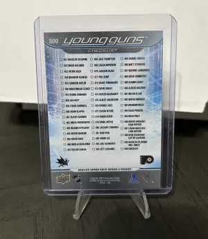 24-25 UD Macklin Celebrini/Matvei Michkov Clear Cut Young Guns Checklist SP back