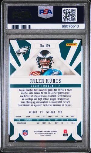 2020 Panini Phoenix Jalen Hurts #114 Fire Burst PSA 9 back