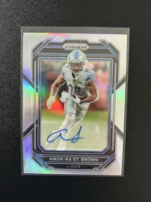 2022 Panini Prizm Amon-Ra St Brown #98 Silver Prizm Auto front