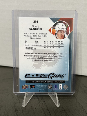 2017-18 UD Travis Sanheim Philadelphia Flyers 1 Of 1 Young Guns 30th Anniversary back