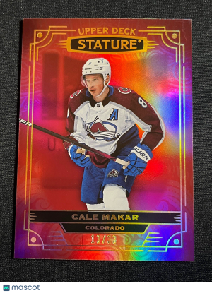 Cale Makar /33 made Photo Variant Red Stature 2022-23 Hockey Card 77 front