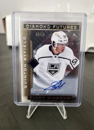 21-22 UD Black Diamond Quinton Byfield LA Kings Diamond Futures Auto /49 front