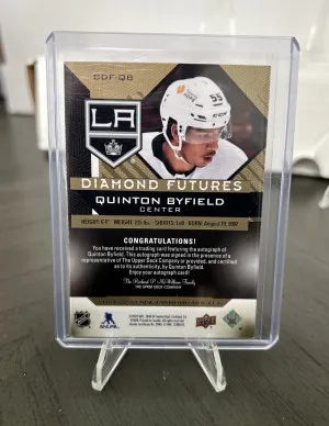 21-22 UD Black Diamond Quinton Byfield LA Kings Diamond Futures Auto /49 back