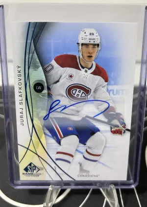 24-25 UD SPGU Juraj Slafkovsky Montreal Canadiens Blue Auto front