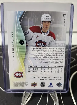 24-25 UD SPGU Juraj Slafkovsky Montreal Canadiens Blue Auto back