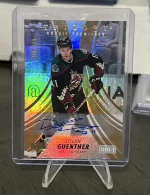 22-23 UD Trilogy Dylan Guenther Utah/Arizona Rookie Premiers Auto /299 front