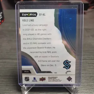 2021-22 Upper Deck Synergy Exceptional Futures Blue #EF-KL Kole Lind /299 RC back