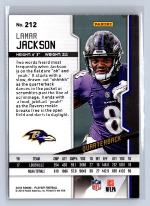 2018 Panini Playoff Lamar Jackson #212 back