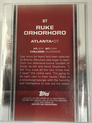 2024 Topps Signature Class Ruke Orhorhoro purple 136/250 back