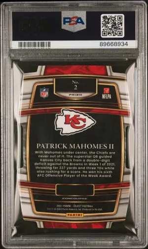 2021 Panini Select Patrick Mahomes Ii D/C Red/Blue Prizm back
