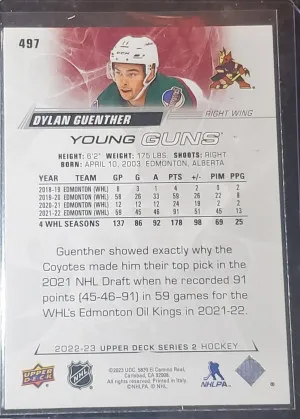 2022-23 Upper Deck Young Guns Dylan Guenther #497 Arizona Coyotes back