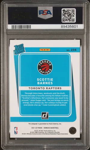 2021 Panini Donruss Scottie Barnes Signature-Holo Pink Laser back