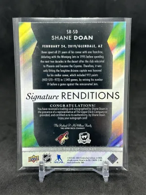 Shane Doan 2022-23 Upper Deck The Cup Signature Renditions Auto #SR-SD Coyotes back