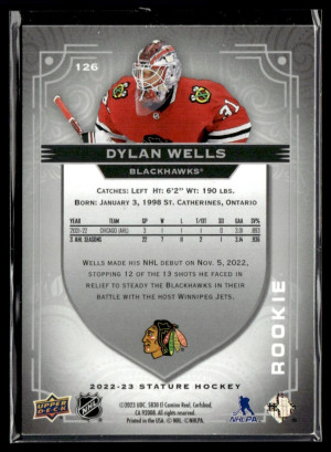 Dylan Wells 029/399 Rookie Upper Deck Stature 2022-23 #126 back