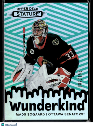 Mads Sogaard 082/150 Rookie Upper Deck Stature Wunderkind Green 2022-23 #W-21 front
