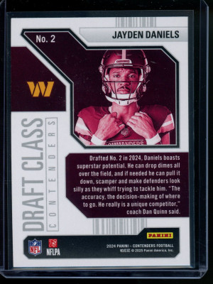 2025 Panini Contenders Draft Class Jayden Daniels #No. 2 RC Football back