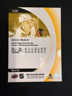 2023-24 Upper Deck Allure  Connor Bedard  Yellow Taxi back