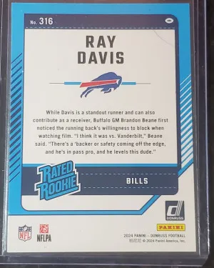2024 Donruss #316 Ray Davis Season Stat Line /110 Rc Rookie back