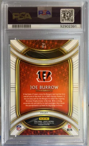 2020 Select Joe Burrow Select1ons Silver Prizm PSA 10 back
