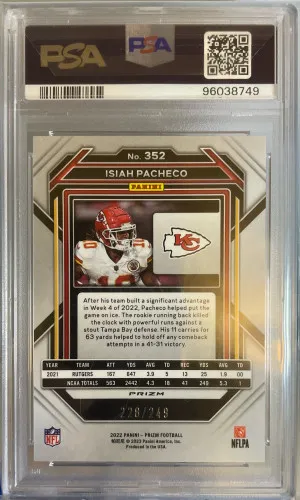 2022 Prizm Isiah Pacheco Orange #/249 PSA 10 back