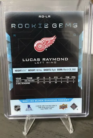 21-22 Black Diamond Lucas Raymond Rookie Gems /99 back