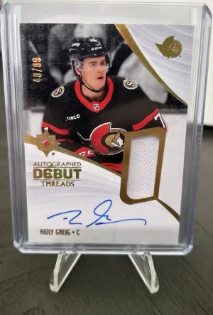Ridly Greig UD Ultimate Autographed Debut Threads RPA /99 front