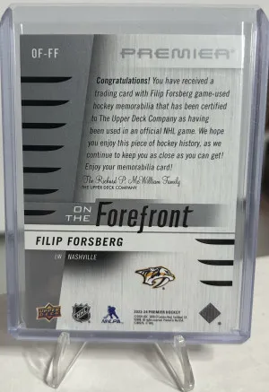 23-24 UD Premier Filip Forsberg On The Forefront Patch /50 back