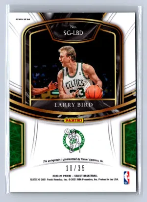 2020-21 Panini Select Larry Bird Neon Green Auto /35 #SG-LBD back