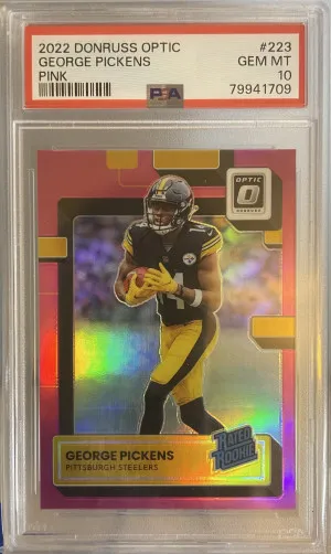2022 Optic George Pickens Pink Holo PSA 10 front