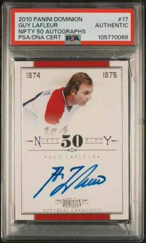 2010 Panini Dominion Nifty 50 Autographs Guy Lafleur Nifty 50 Autographs front