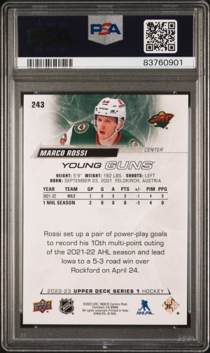 2022 Upper Deck Marco Rossi Young Guns back