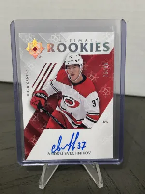 18-19 UD Ultimate Andrei Svechnikov Rookie Auto /99 front