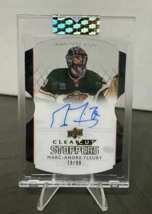 22-23 UD Clear Cut Marc Andre Fleury Stoppers Auto /99 front