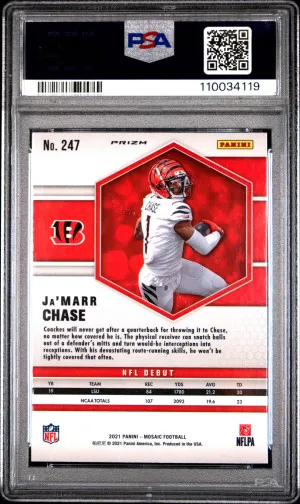 2021 Panini Mosaic Ja’marr Chase Reactive Orange back