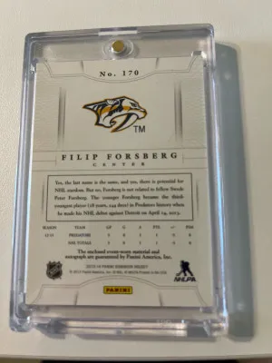 Filip Forsberg 2013-14 Panini Dominion Rookie Patch Auto #005/299 back