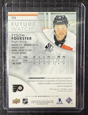 2023-24 Upper Deck SP Authentic Future Watch Auto /999 Tyson Forester back