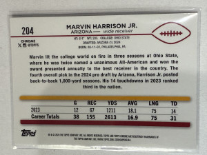 2024 Topps Chrome Marvin Harrison Jr Rookie Refractor back