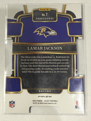 2023 Select Concourse Die-Cut Lamar Jackson back