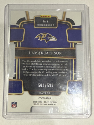 2023 Select Concourse Die-Cut Lamar Jackson Green Prizm back
